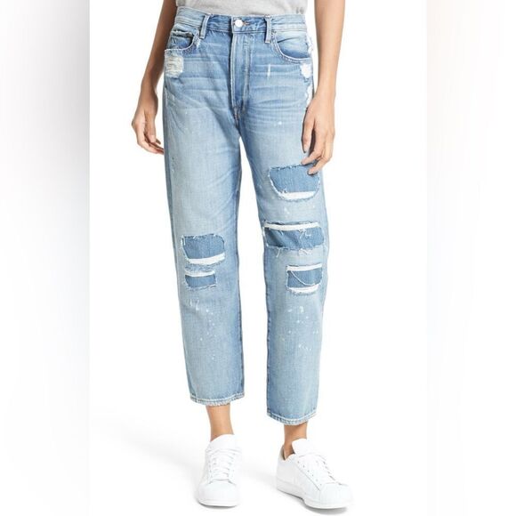 FRAME DENIM Le Original Farris Destructed Jeans Straight Crop - Picture 1 of 7